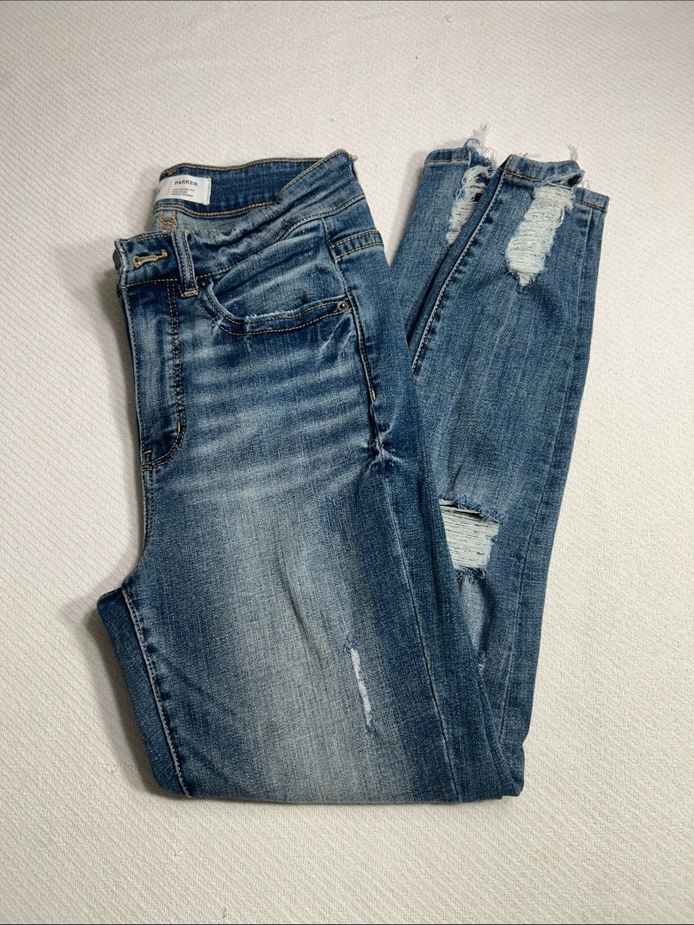 BKE Parker Skinny Distressed Jeans in Medium Blue Wash